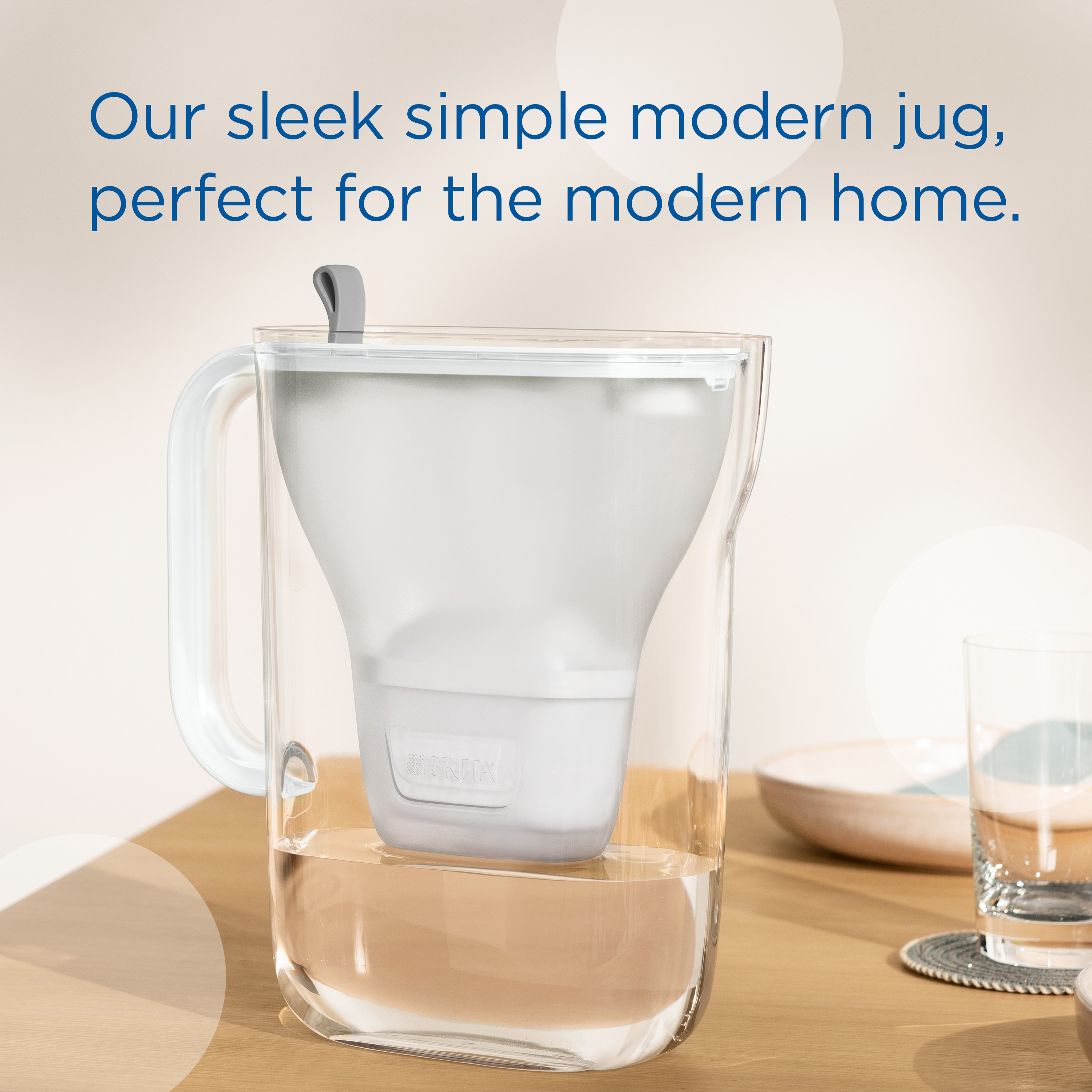 Sustainable Glass Water Jug With Indicator BRITA Glass 2.5L Light Blue ...